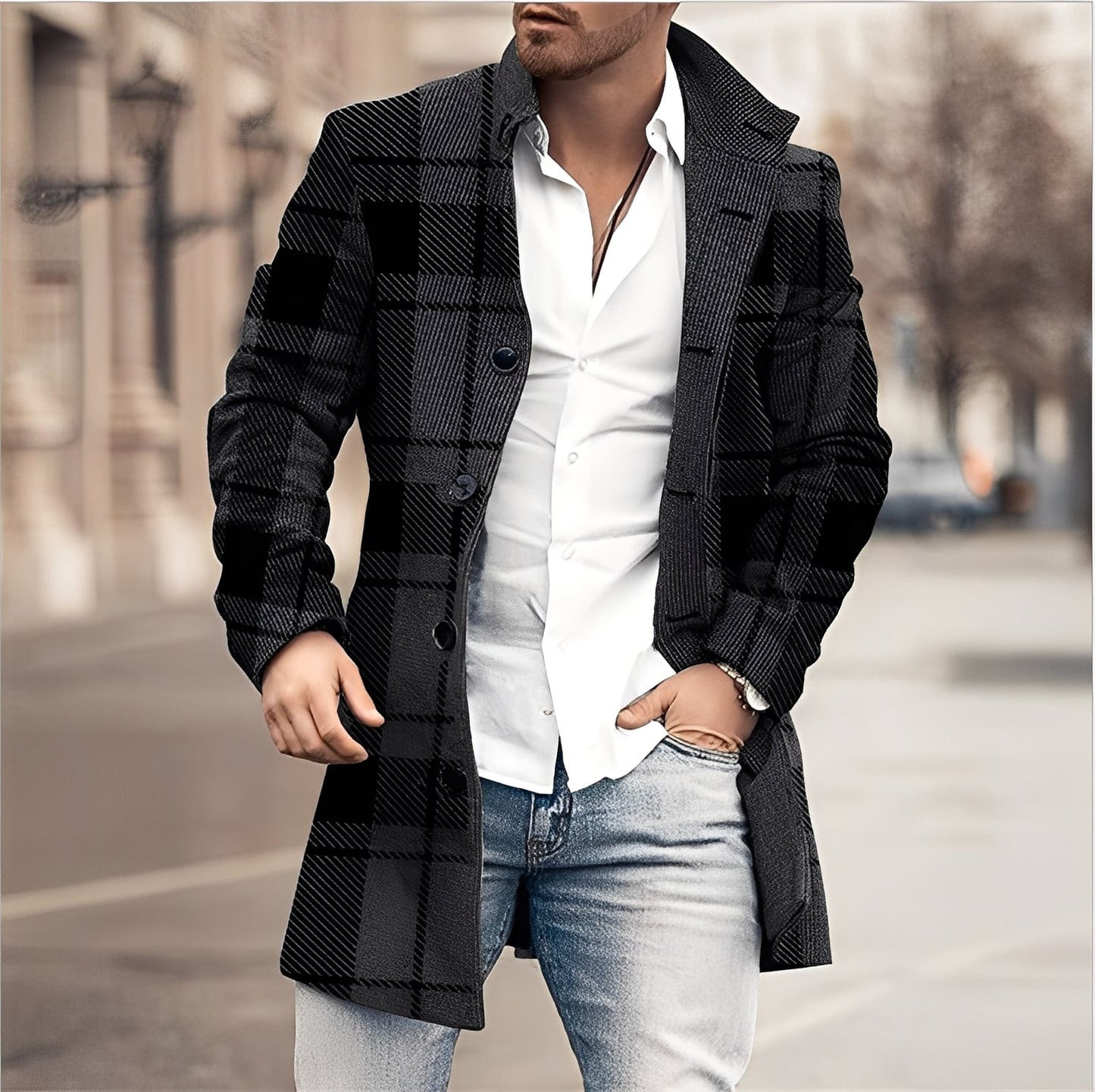 Darden - Cappotto lungo informale in tweed per uomo