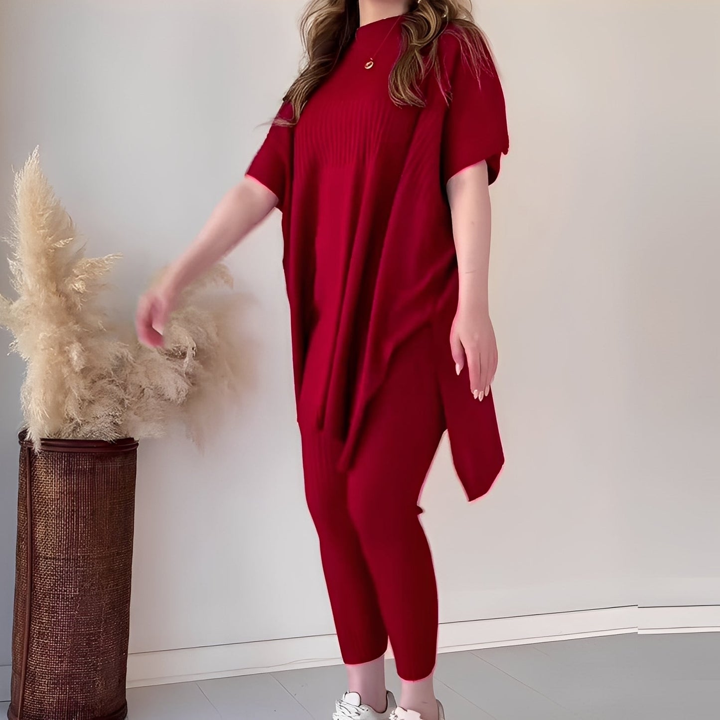 Roxanna - Set casual e comodo in maglia a due pezzi per donne