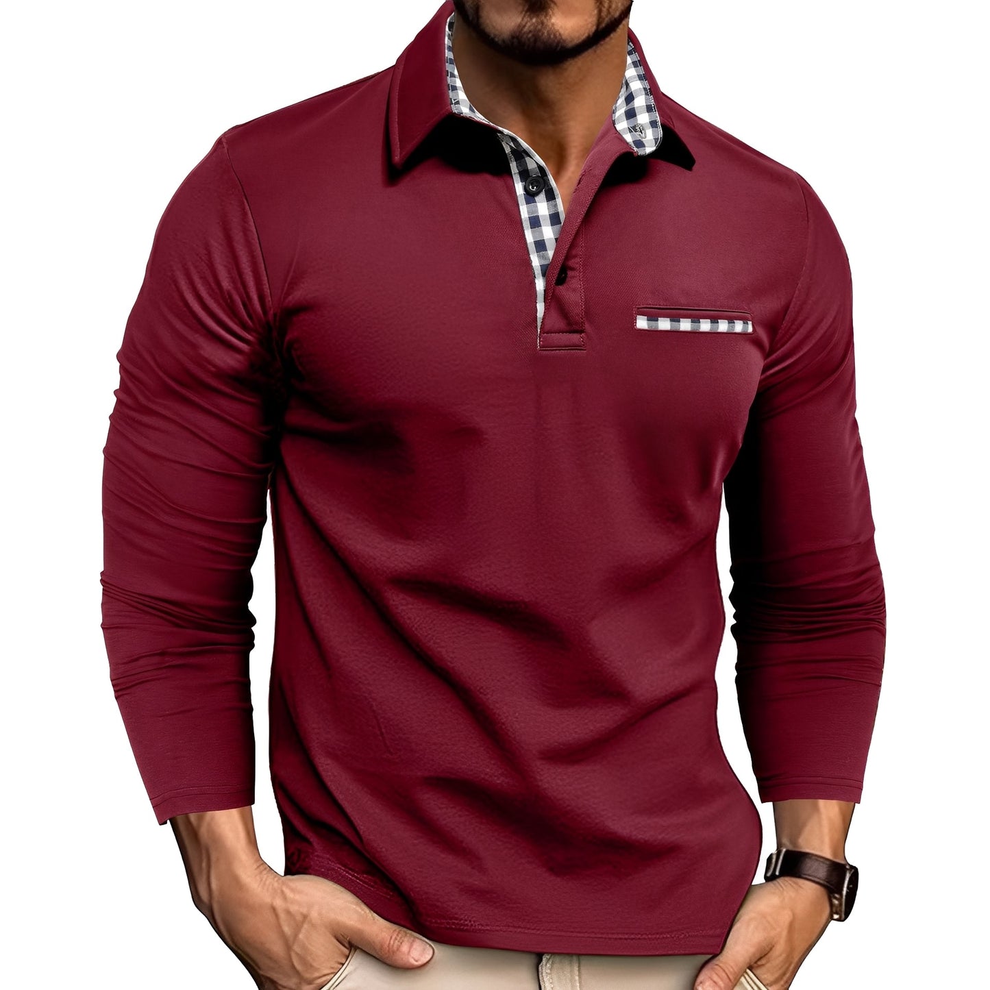 Rupert - Poloshirt a maniche lunghe casual per uomini