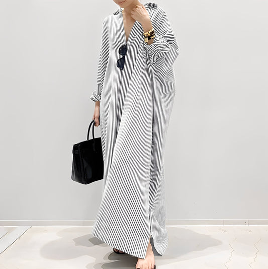 Davida - Abito camicia per donne a righe casuale