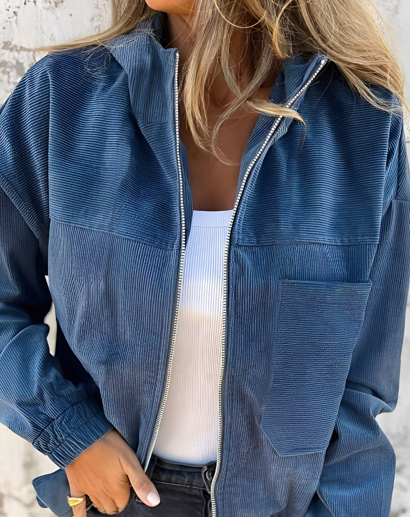 Gillian - Giacca casual in velluto a coste con cappuccio per donne