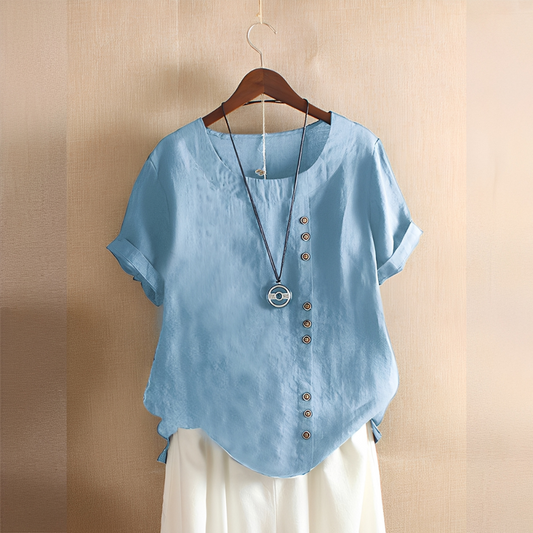 Corrine - Camicia classica in lino con vestibilità ampia per donne