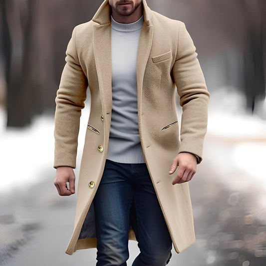 Zackary - Cappotto casual da uomo in lana di media lunghezza