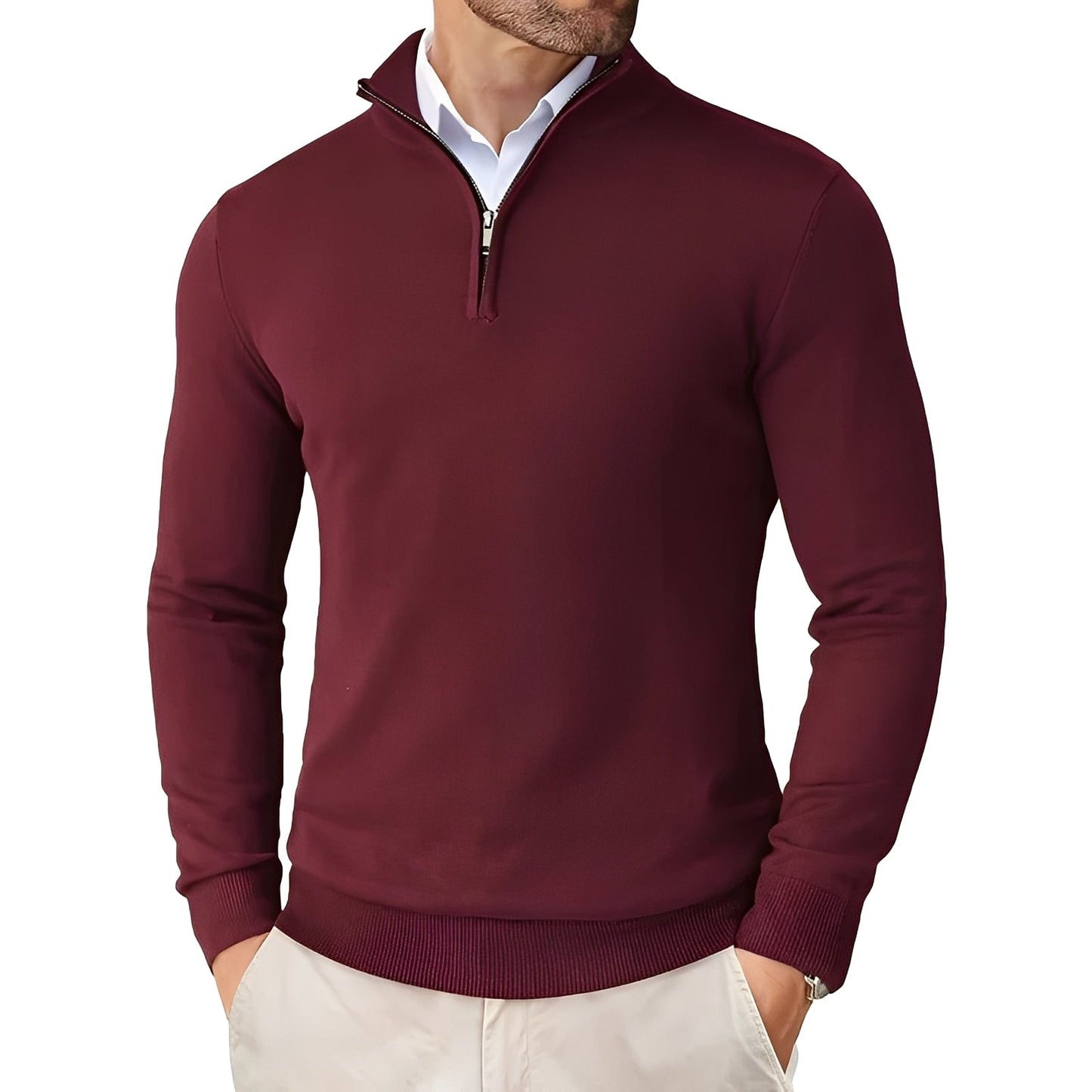 Darell - Maglione elegante da uomo con zip a maglia