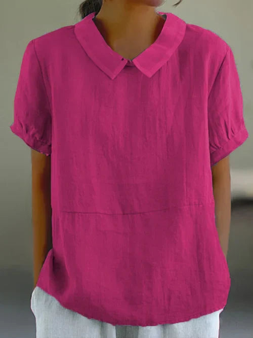 Trina - Top Casual in Cotone-Lino Traspirante