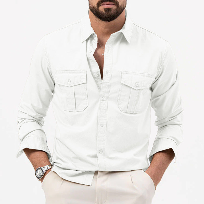 Dennis - Camicia tradizionale a maniche lunghe con tasche per uomo