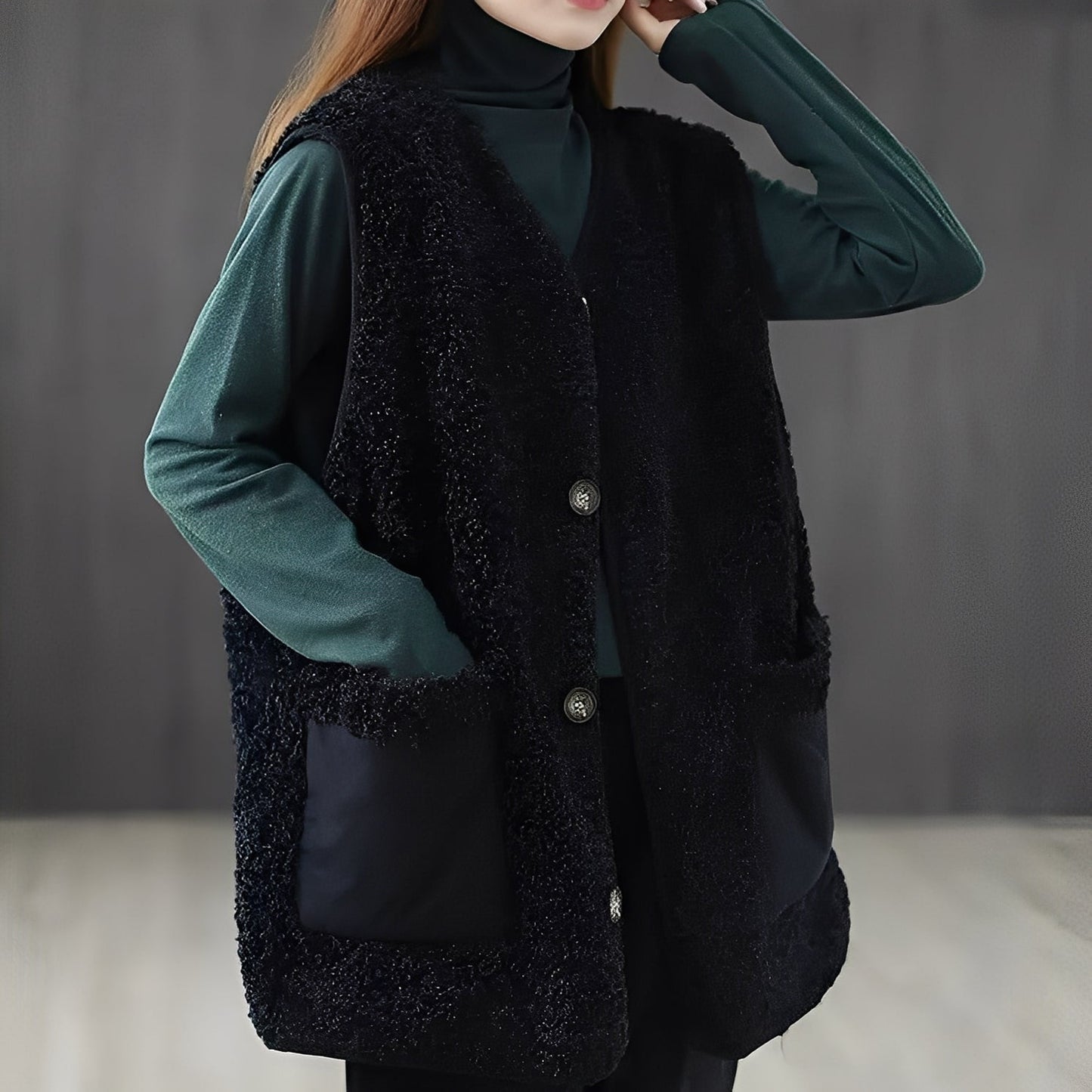 Emerie - Gilet casual spesso con tasche per donne