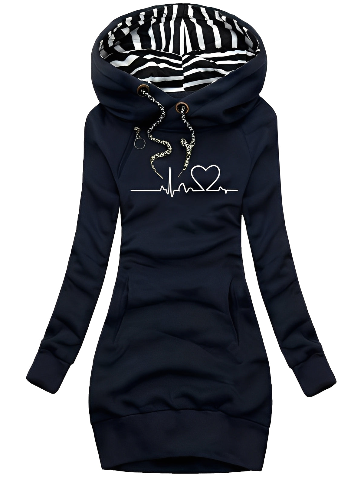 Roxanne - Vestito in maglia casual stampato con cappuccio per donne