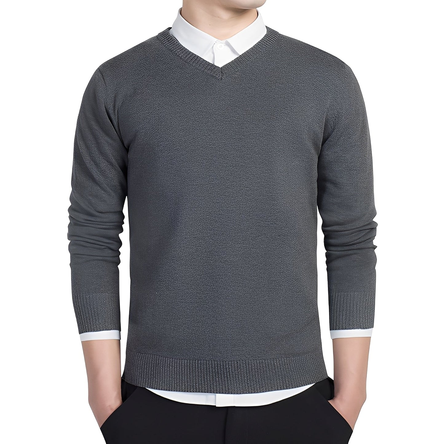 Tom - Pullover a collo V in cashmere per uomo