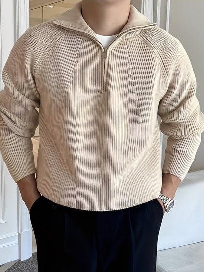 Lucas - Elegante maglione lavorato a maglia con mezza zip per uomo