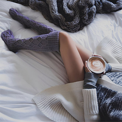 Shannon - Calze al ginocchio calde con pompon per donne