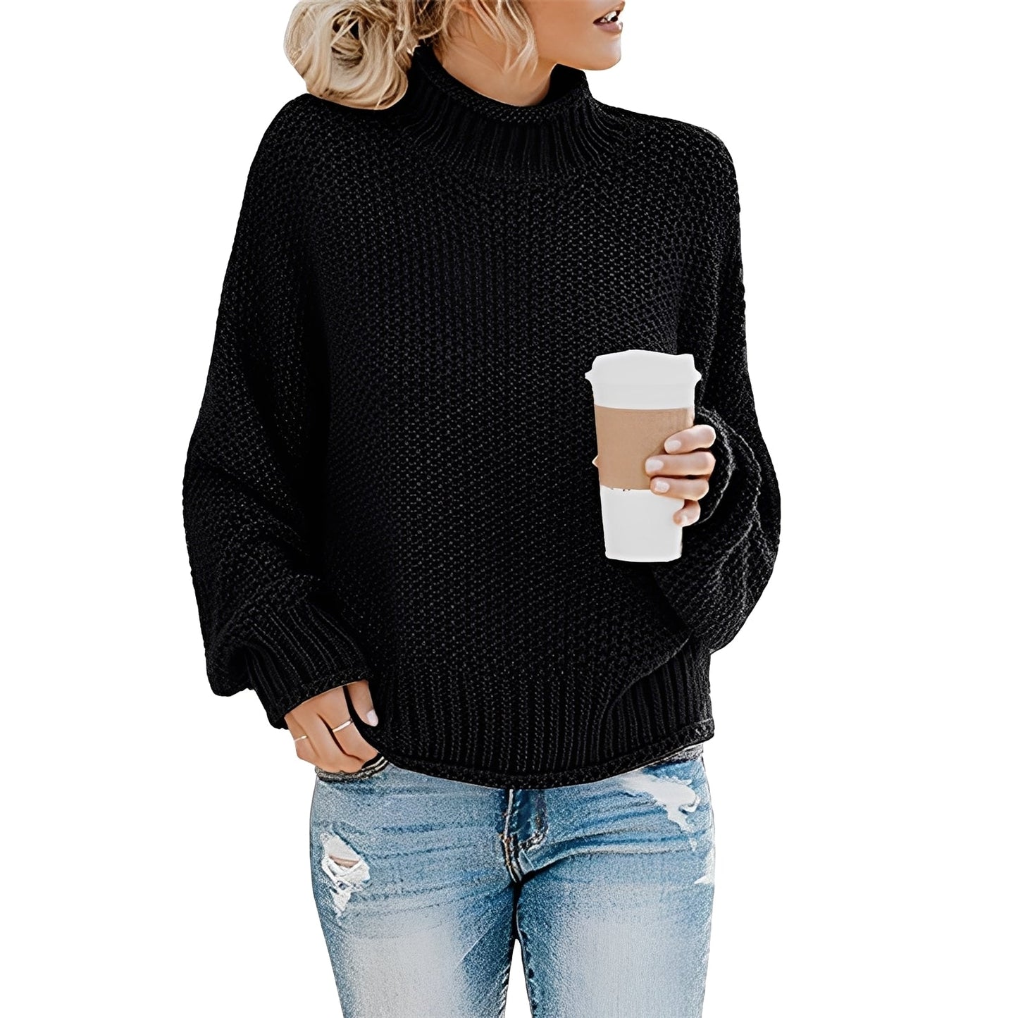 Evalyn - Pullover casual con collo alto per donne
