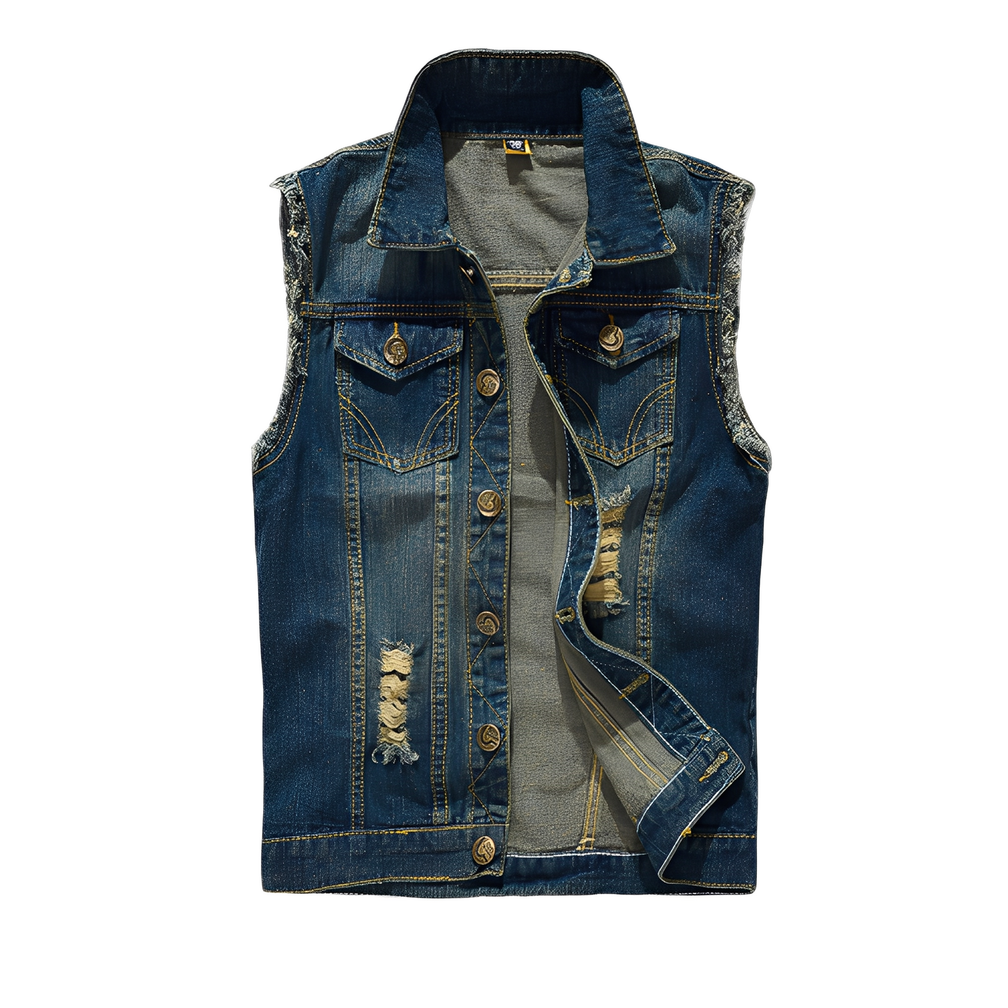 Morley - Gilet di jeans vintage con tasche per uomini