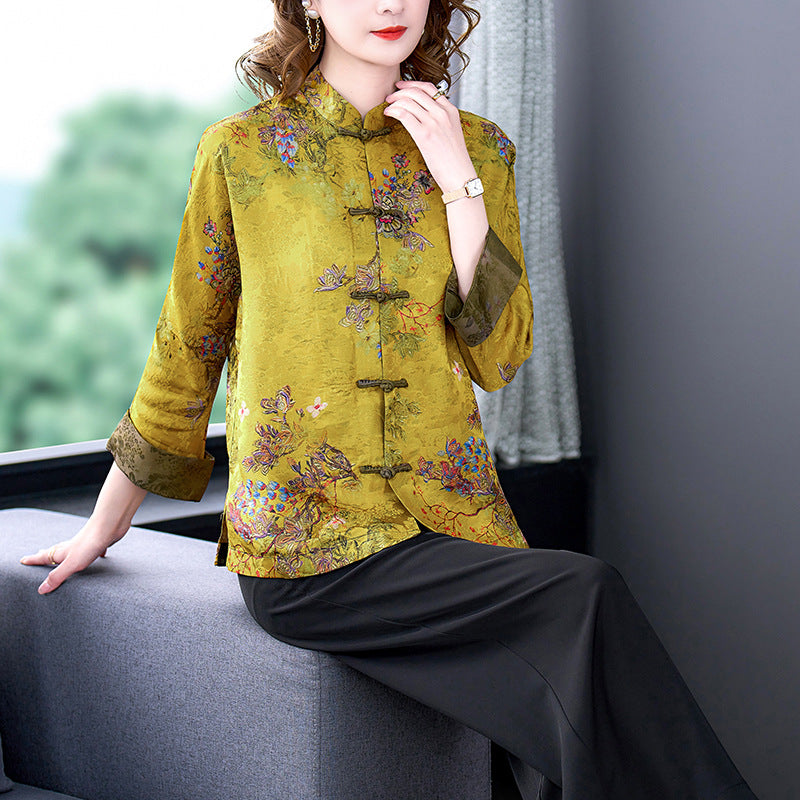 Moriah - Cappotto classico di seta con bottoni per donne