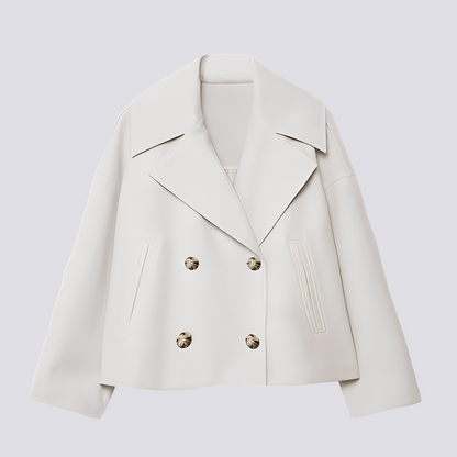 Bethney - Giacca corta di lana elegante con colletto a revers per donne