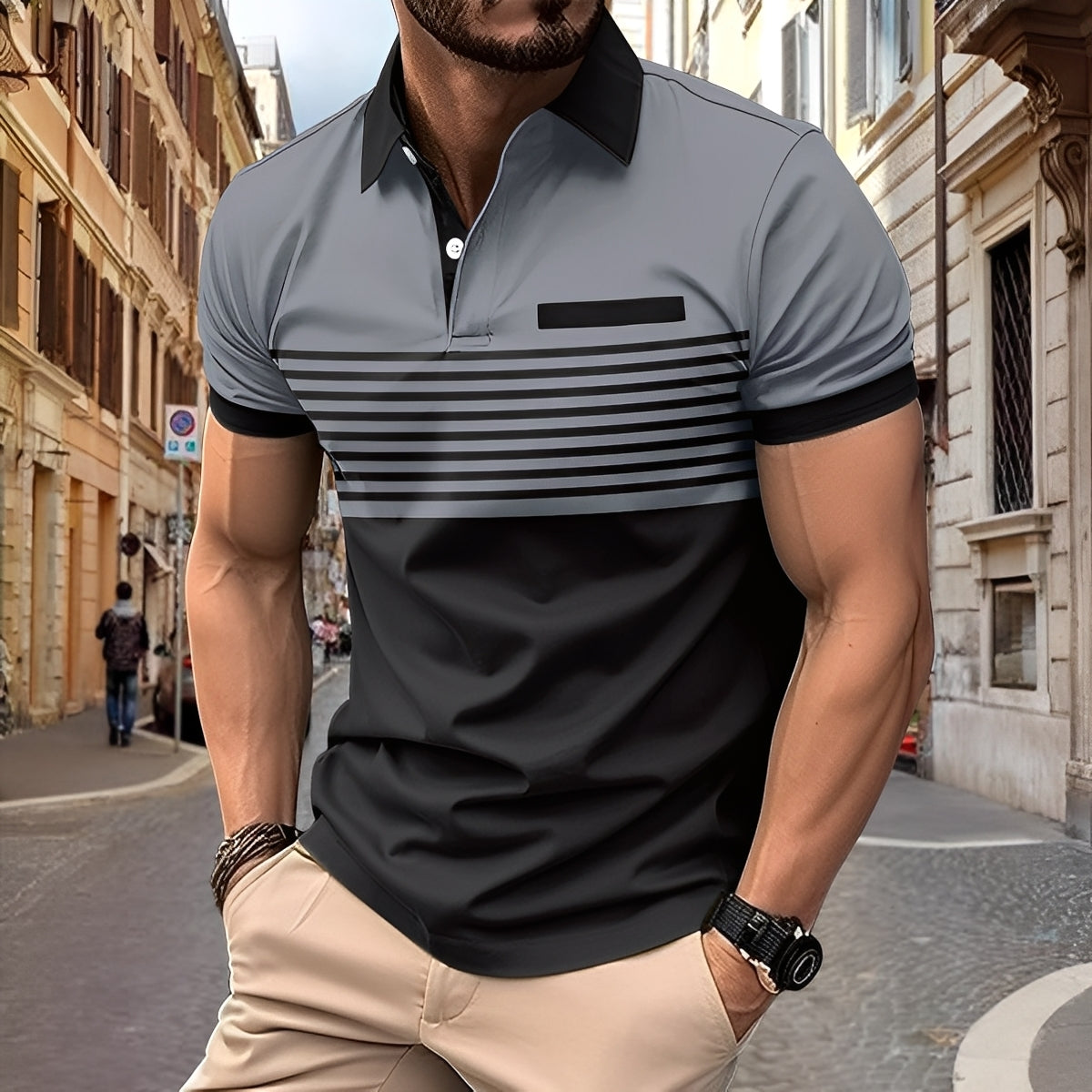 Rayden - Raffinata polo a righe da uomo