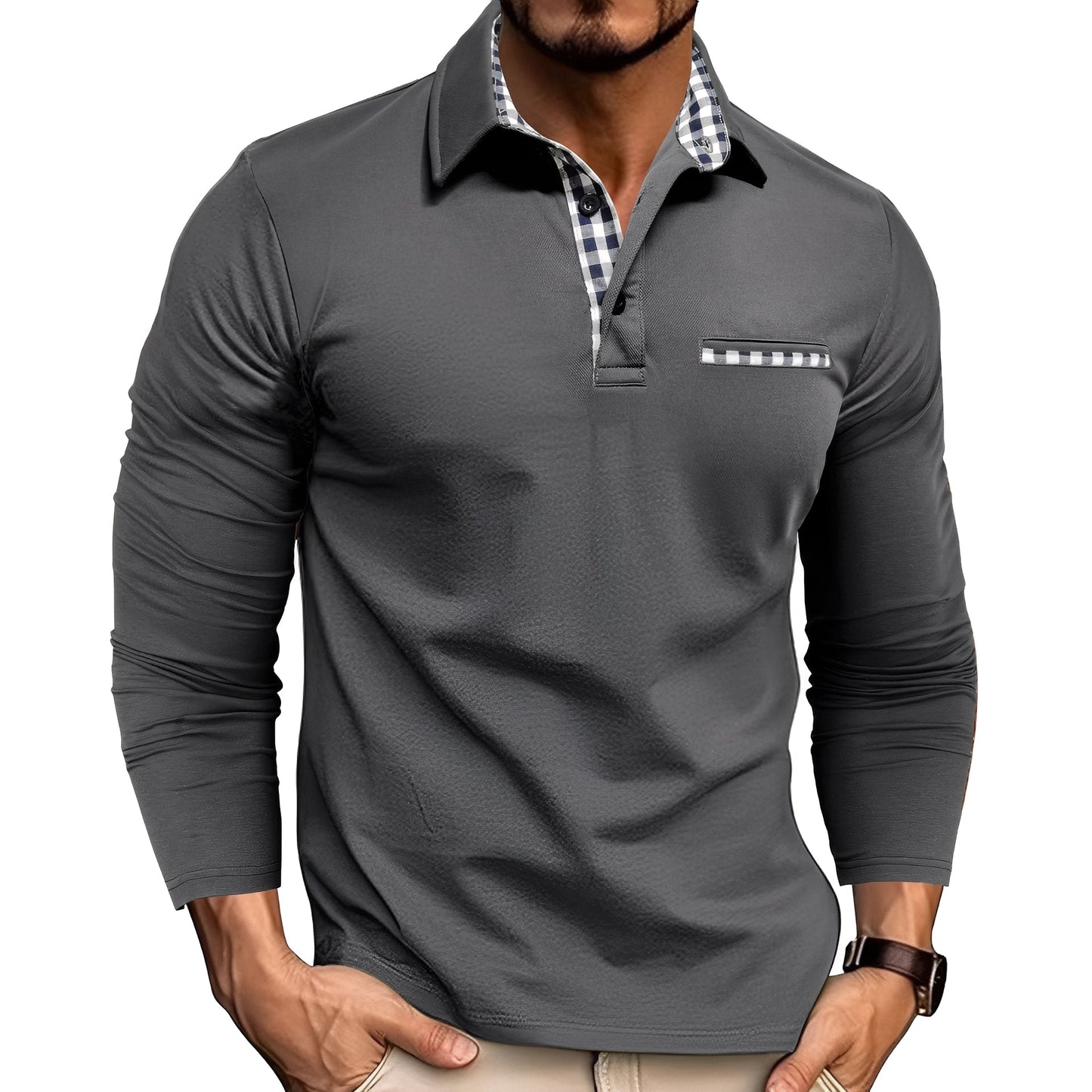 Rupert - Poloshirt a maniche lunghe casual per uomini