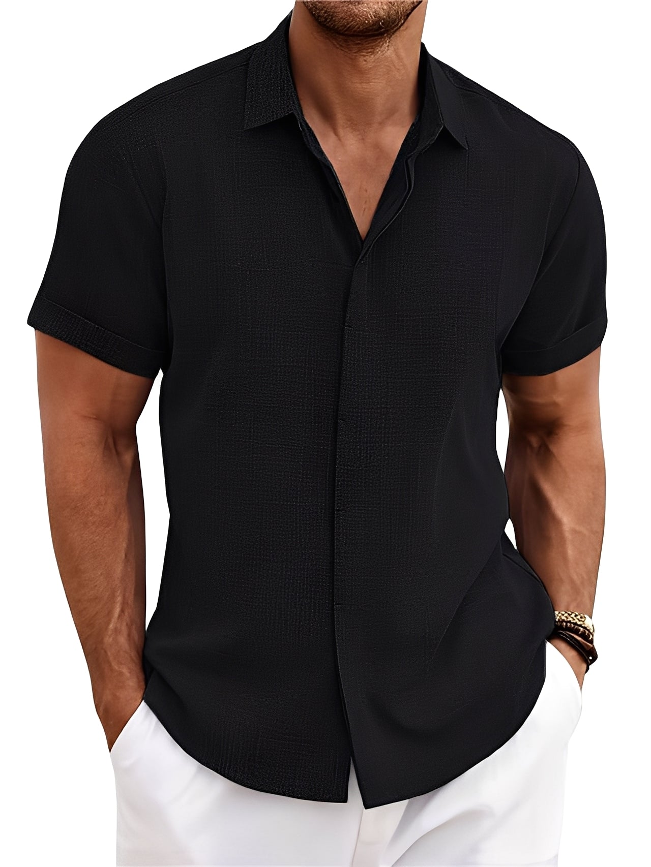 Caelum - Camicia uomo semplice e casual a maniche corte