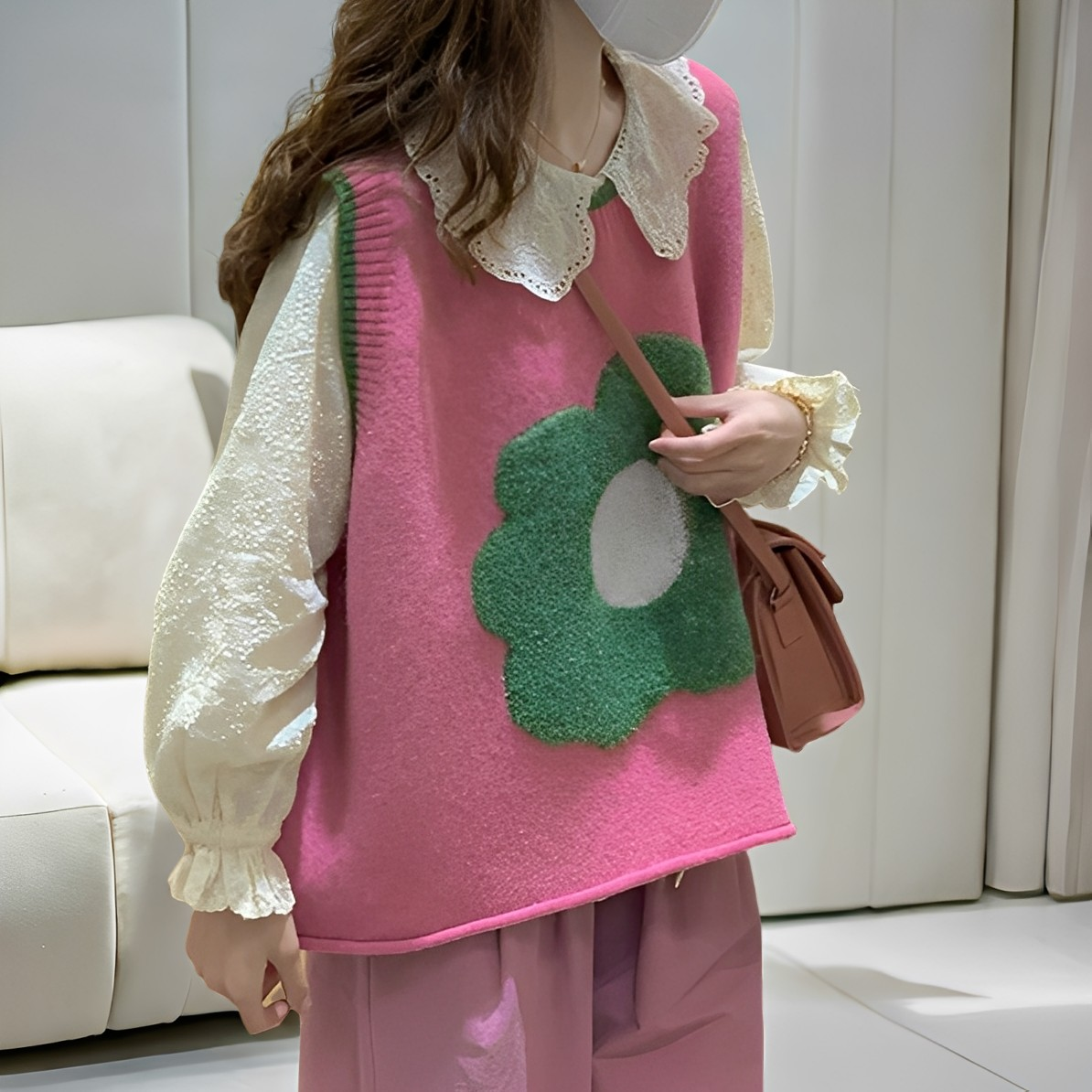 Lavina - Maglione casual per donne con motivo floreale a pezzi