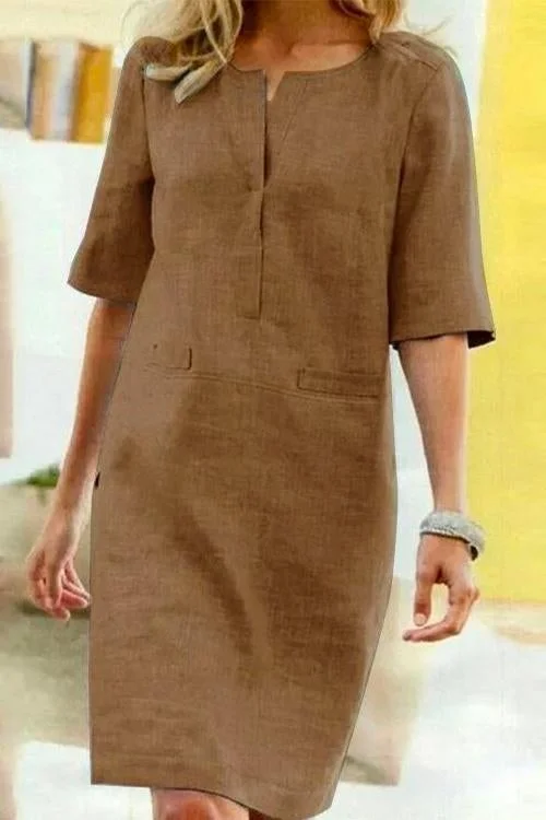 Alessandra - Vestito in Cotone e Lino con Comfort Leggero