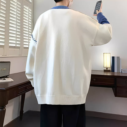 Curtis - Maglione in Pile Elegante con Design a Blocchi di Colore per Uomo