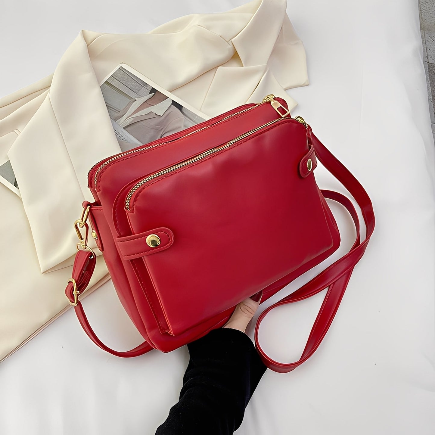 Michaela - Classica Borsa a Tracolla in Pelle per Donne