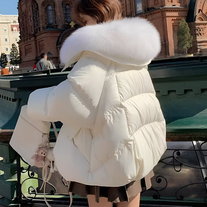 Victoria - giacca a vento di piumino elegante con collo in pelliccia per donne