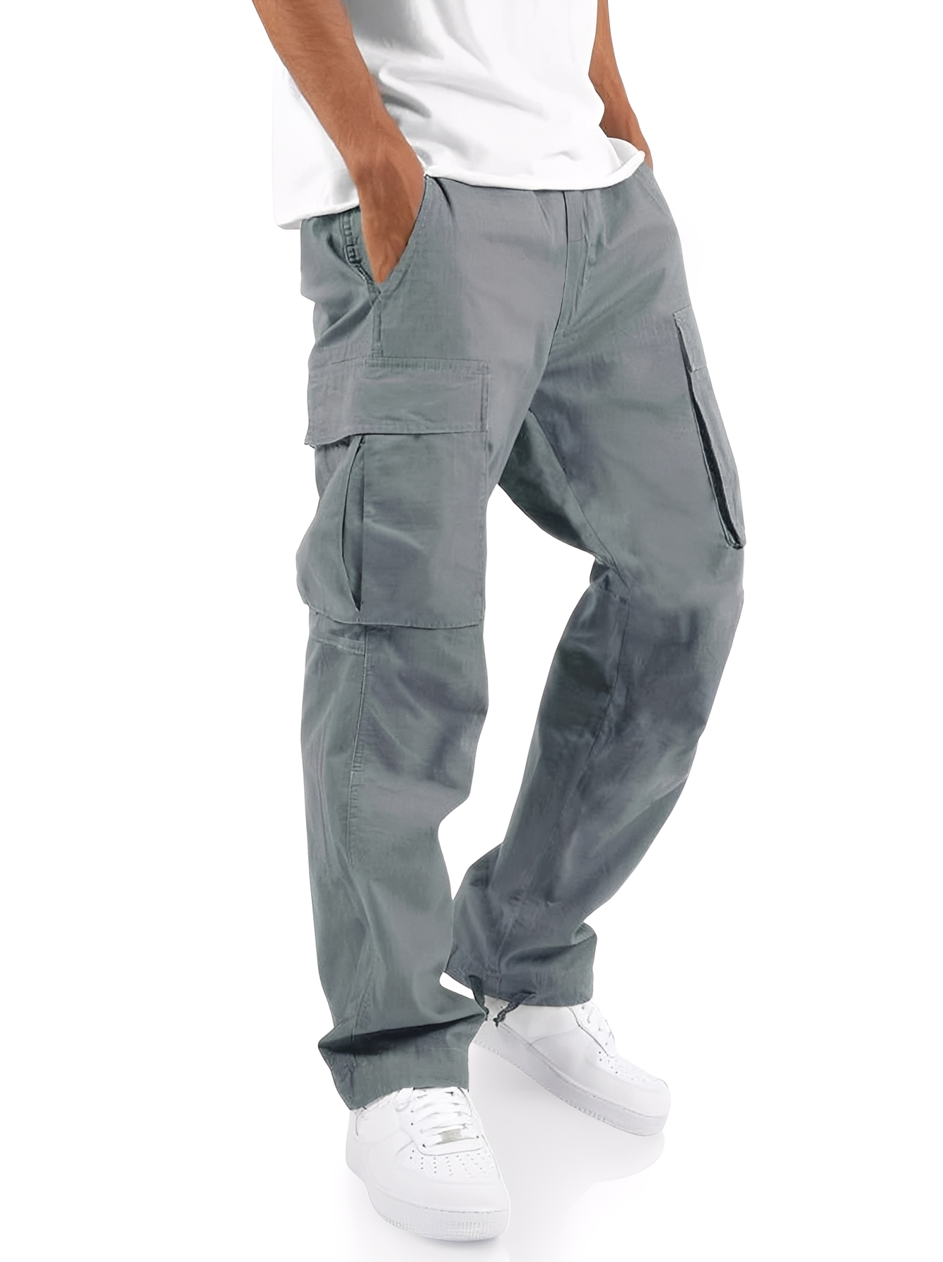 Cooper - Pantaloni casual cargo con laccio per uomini