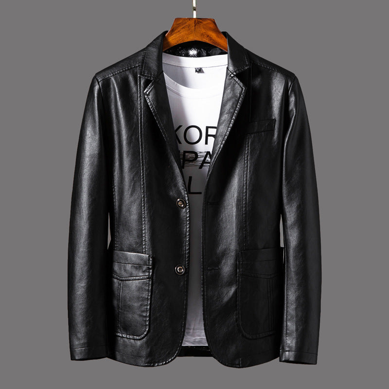 Jayceon - Giacca in pelle dallo stile contemporaneo con colletto a revers per uomo
