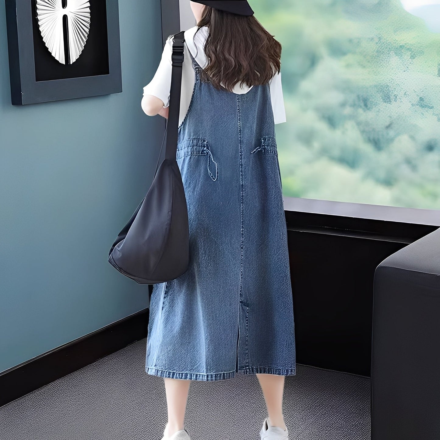 Kelsey - Abito in jeans casual con tasche per donne
