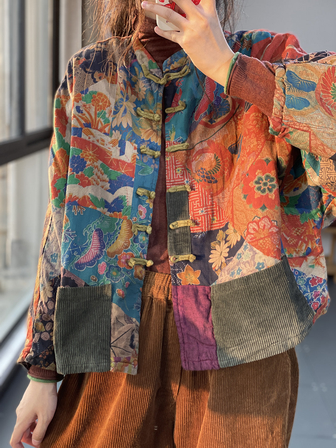 Charisse - Classico cappotto etnico con tasche per donne