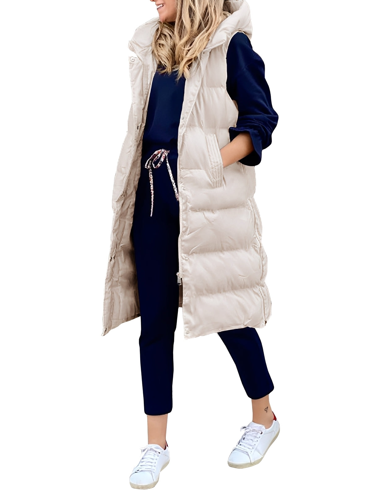 Amilia - Gilet lungo ed elegante per donne, senza maniche