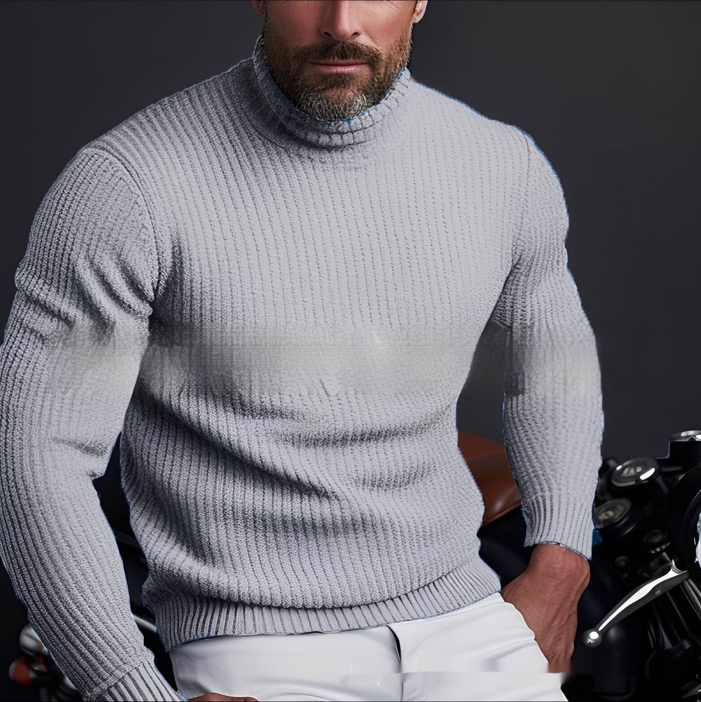 Randolf - Elegante e semplice pullover a collo alto per uomo
