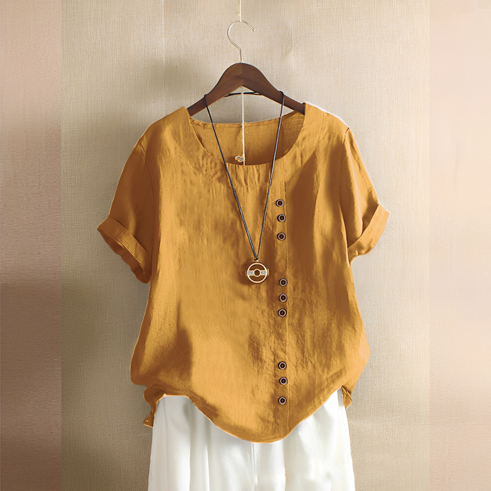 Corrine - Camicia classica in lino con vestibilità ampia per donne
