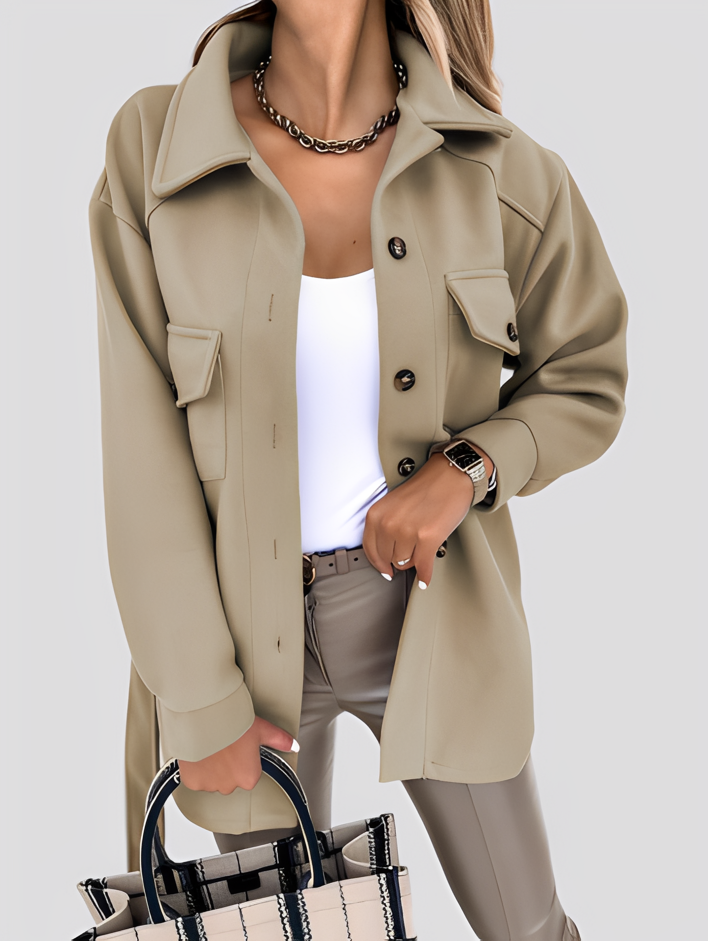 Tiffanie - Giacca moderna e leggera di lana con colletto a revers per donna