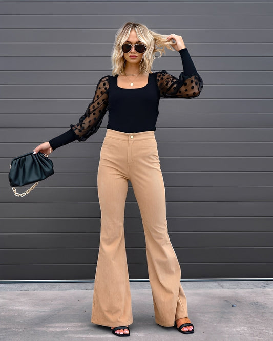 Deziree - Pantaloni a campana casual a vita alta per donne