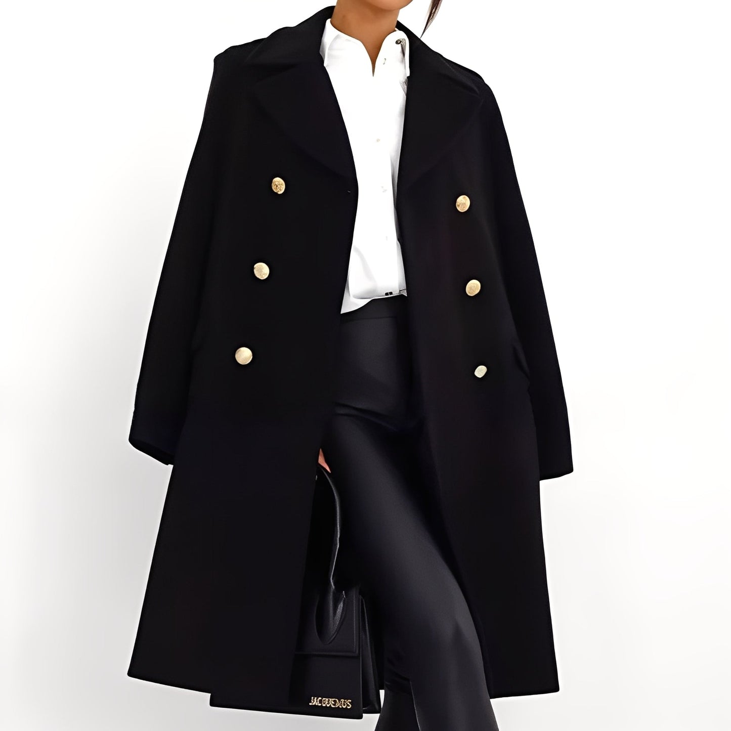 Viona - Elegante cappotto doppiopetto in lana per donna