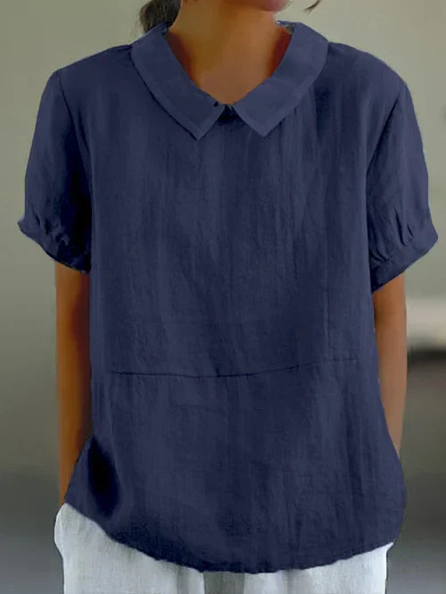 Trina - Top Casual in Cotone-Lino Traspirante