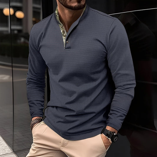 Crofton - Elegante maglione polo a maniche lunghe con motivo a nido d'ape per uomo