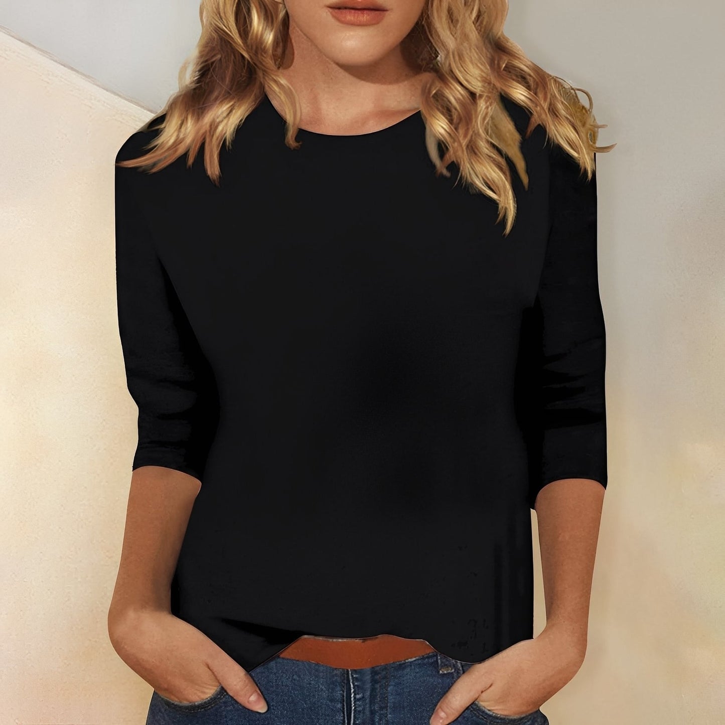 Katherina - T-shirt casual a maniche lunghe con scollo tondo per donne