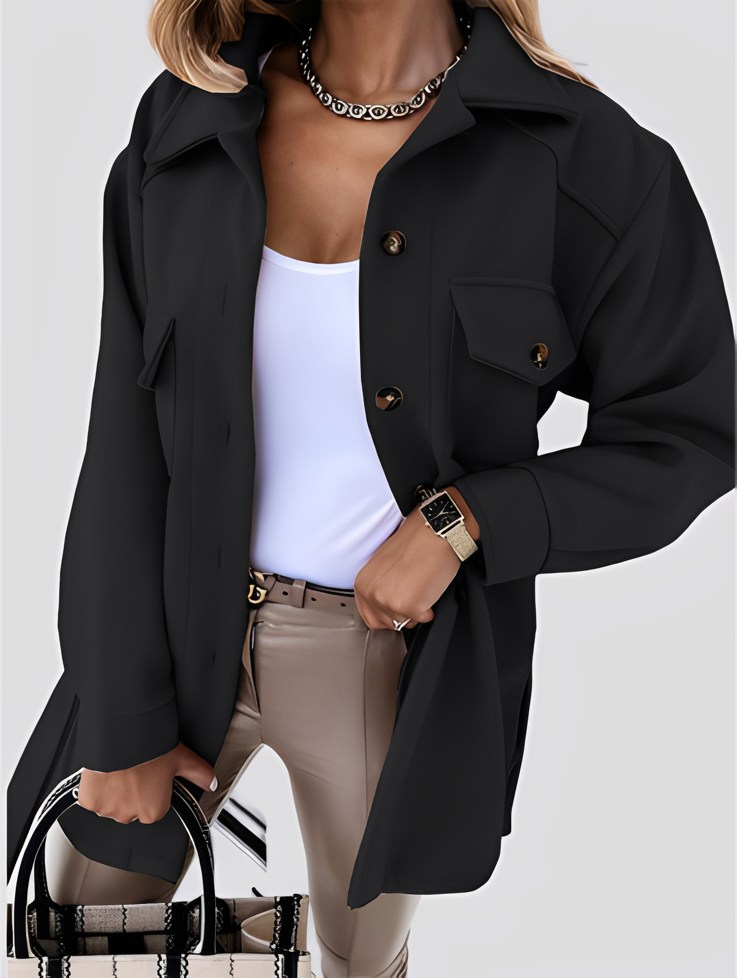 Tiffanie - Giacca moderna e leggera di lana con colletto a revers per donna