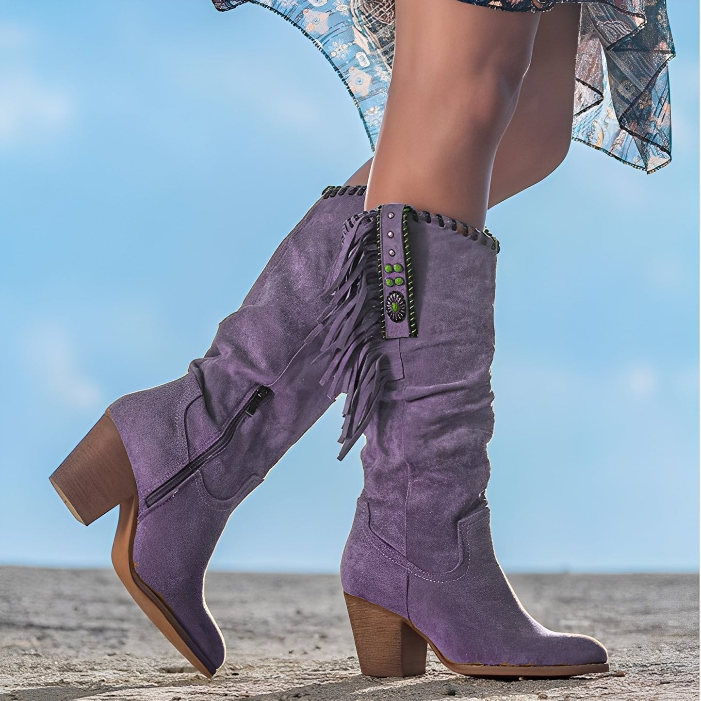 Ronnette - Stivali da donna in pelle stile cowboy informali