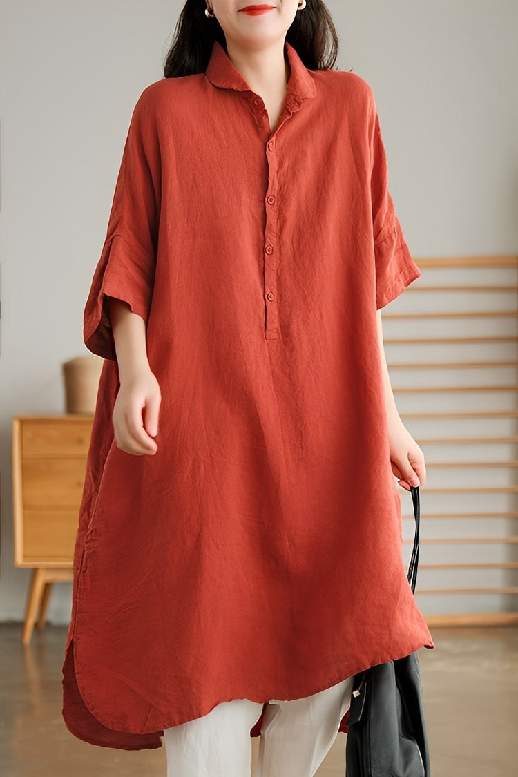 Krystina - Vestito camicia in lino leggero per donne
