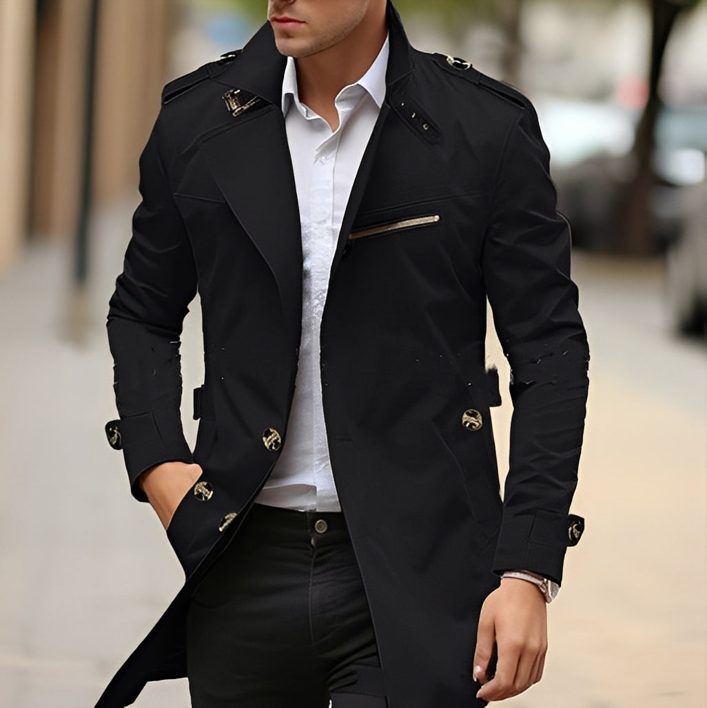 Ansel - Trench coat elegante con colletto a revers da uomo