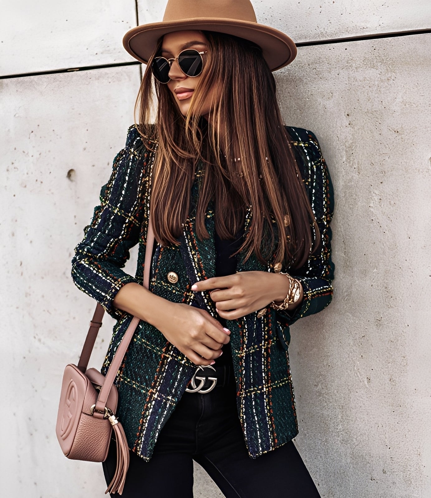 Cheri - Blazer elegante slim fit con motivo a quadri per donne