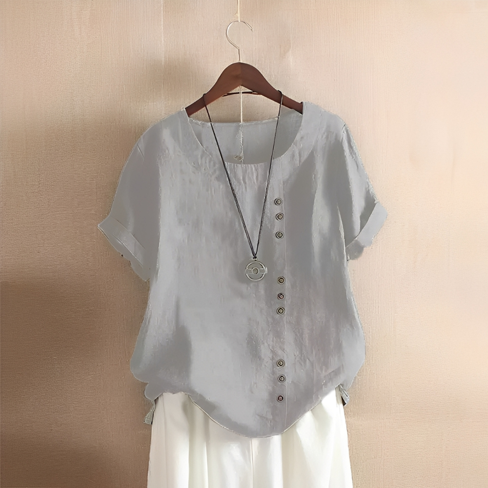 Corrine - Camicia classica in lino con vestibilità ampia per donne