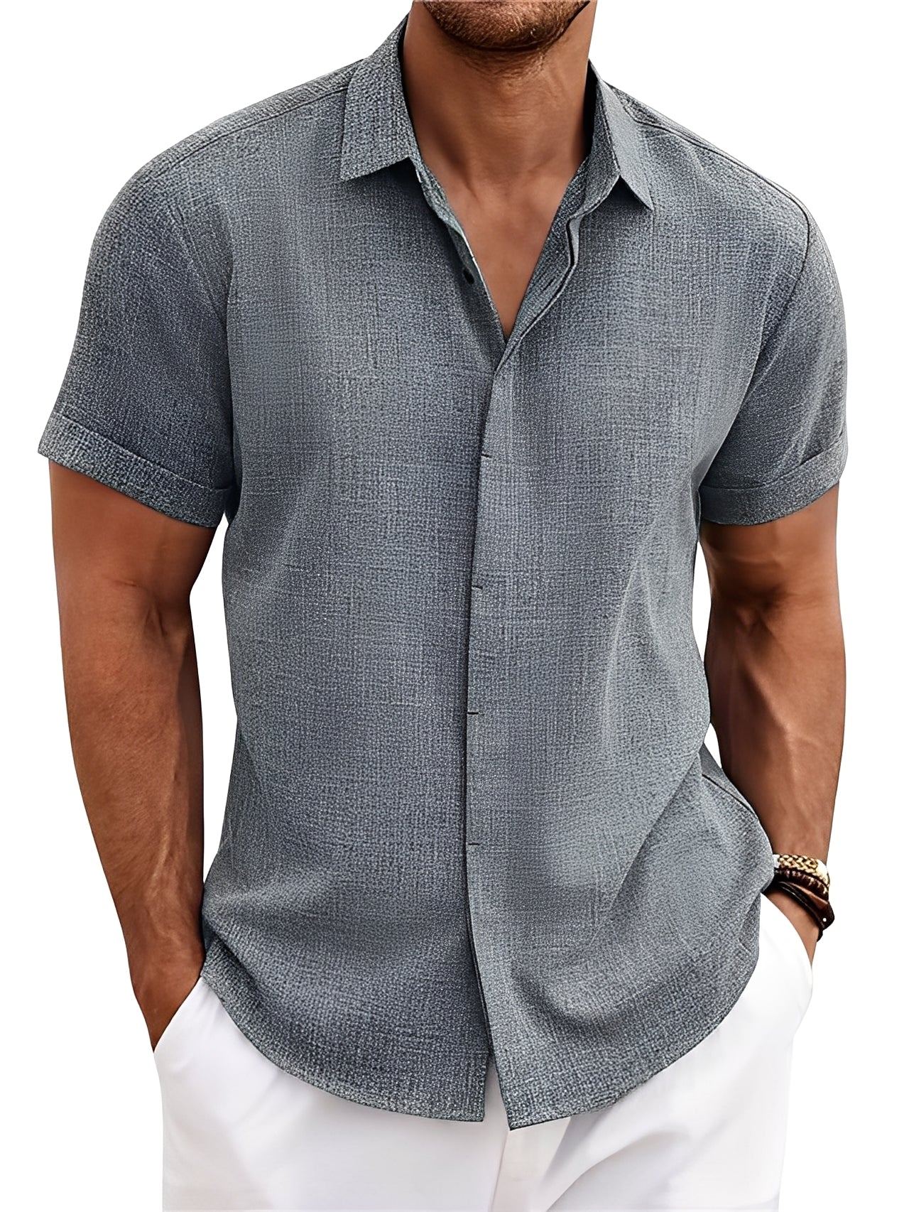 Caelum - Camicia uomo semplice e casual a maniche corte