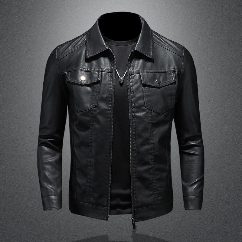 Nelson - Giacca in pelle biker casual per uomini