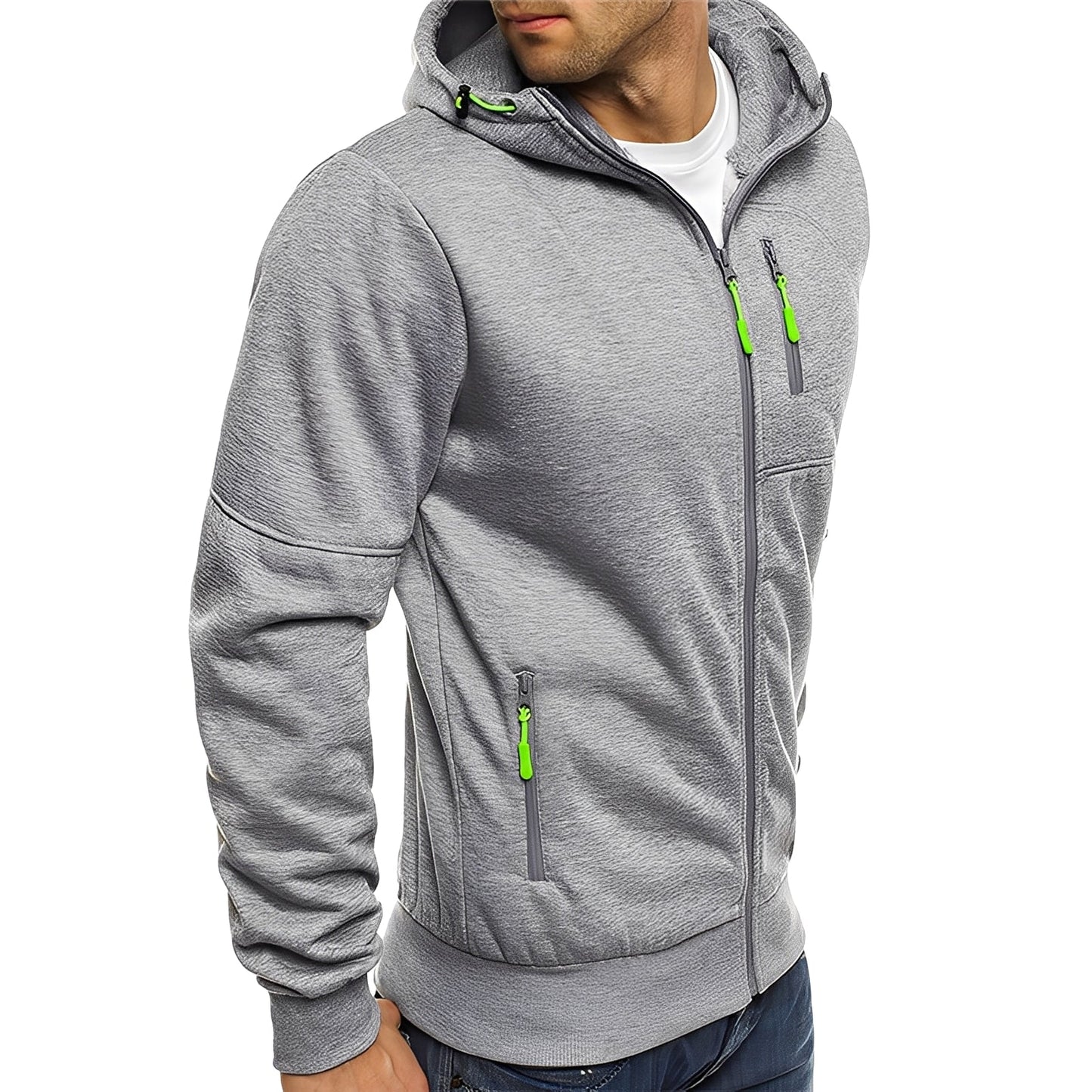 Allen - Giacca in pile con cappuccio da uomo moderna