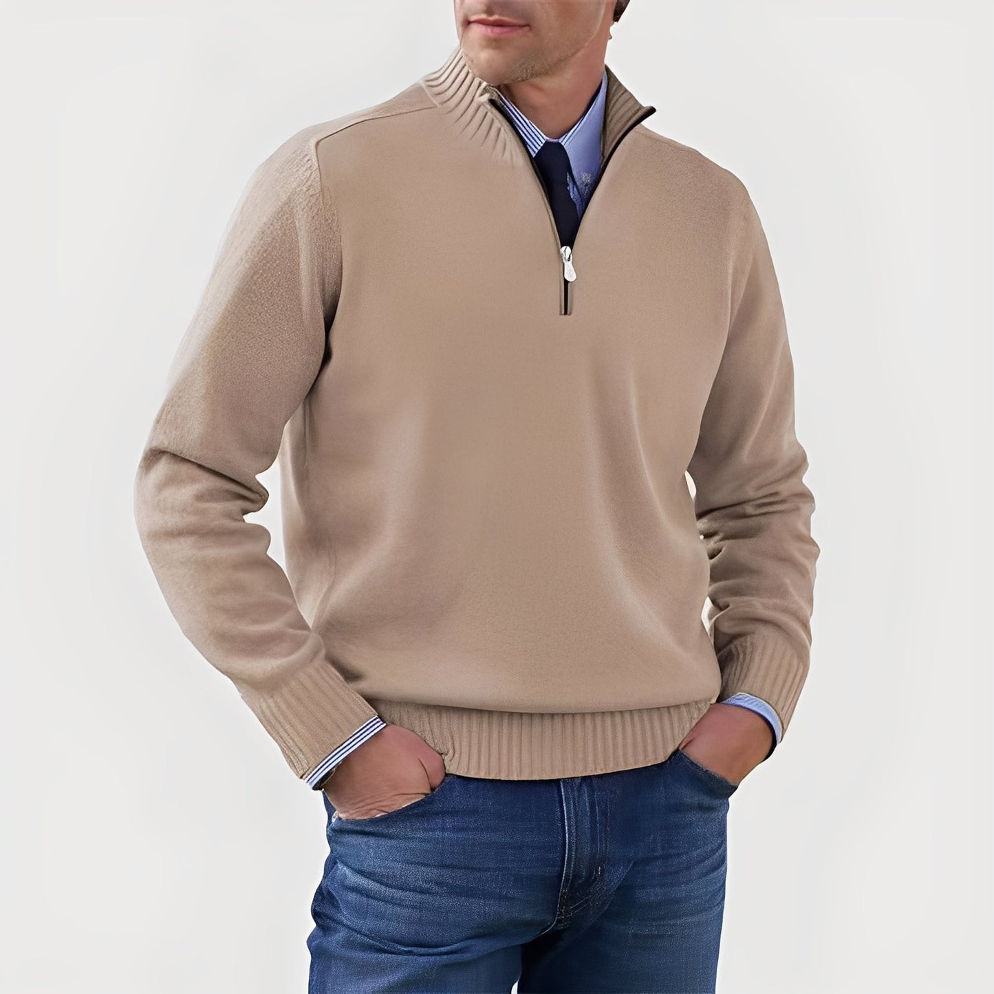 Nolan - Maglione da uomo con zip casual